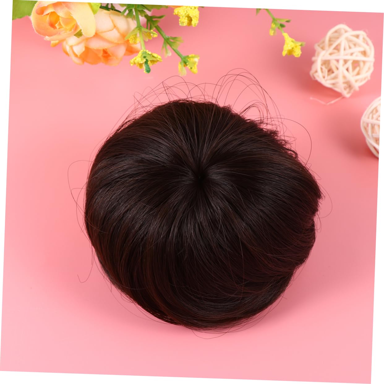 LIFKOME Synthetic Hair Bun Chignon Tool Dark Brown Creative Headdress for High Temperature Adds Volume Fullness to Ponytail for All Hairstyles