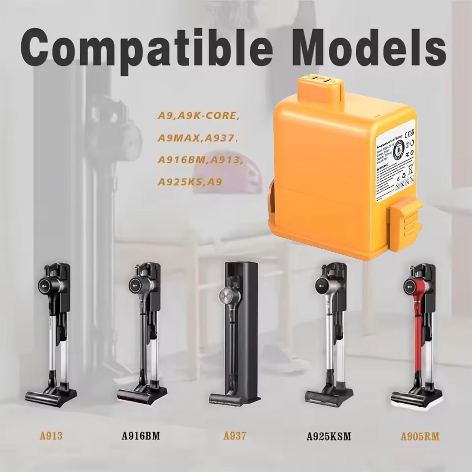 Batteria Litio Ricaricabile Power Pack da 4000 mAh per aspirapolvere Serie A958 A905M A907GMS A908MVR Sostituzione della Batteria