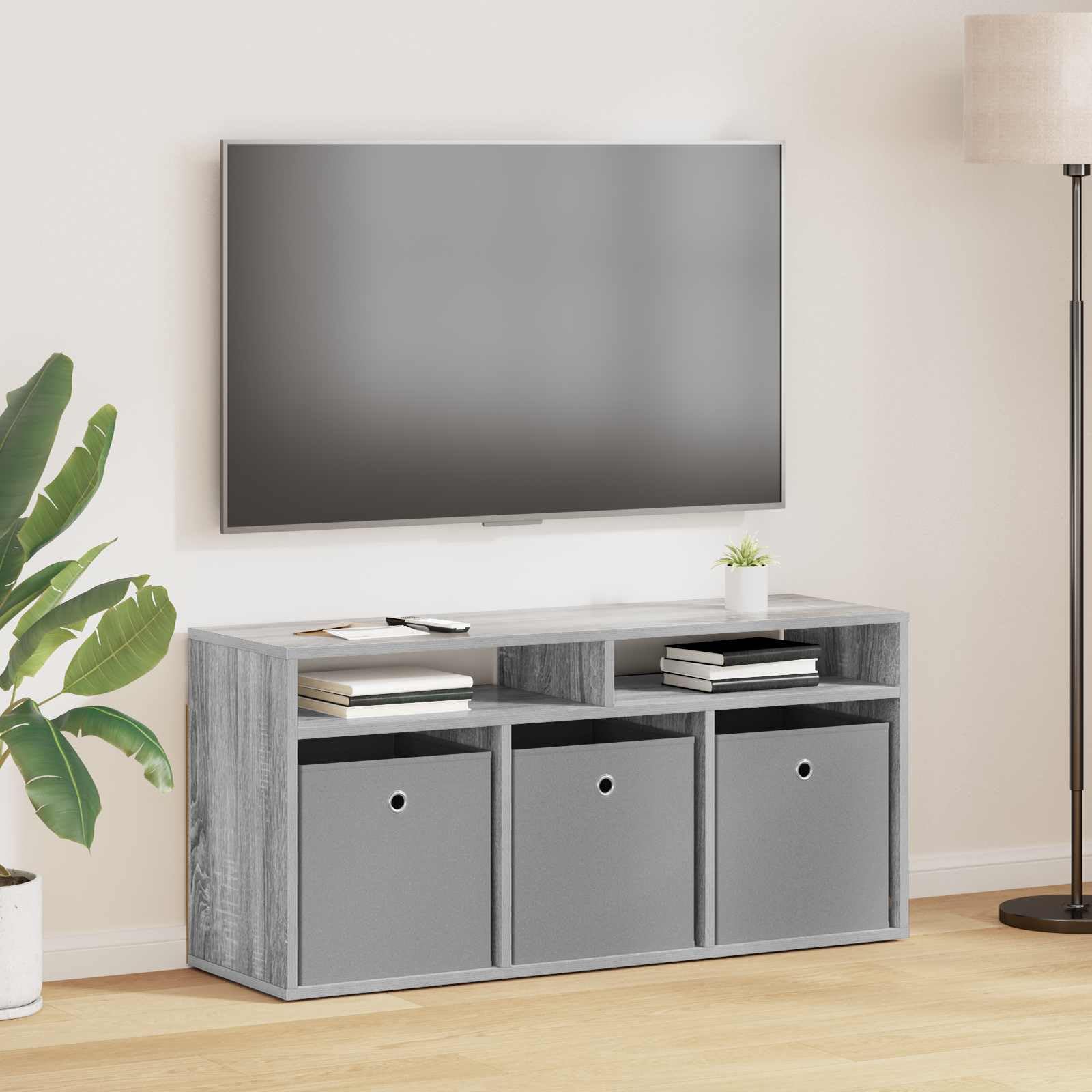 Lowboard TV-Schrank Graues Sonoma 102x32x48,5 cm mit Schubladen