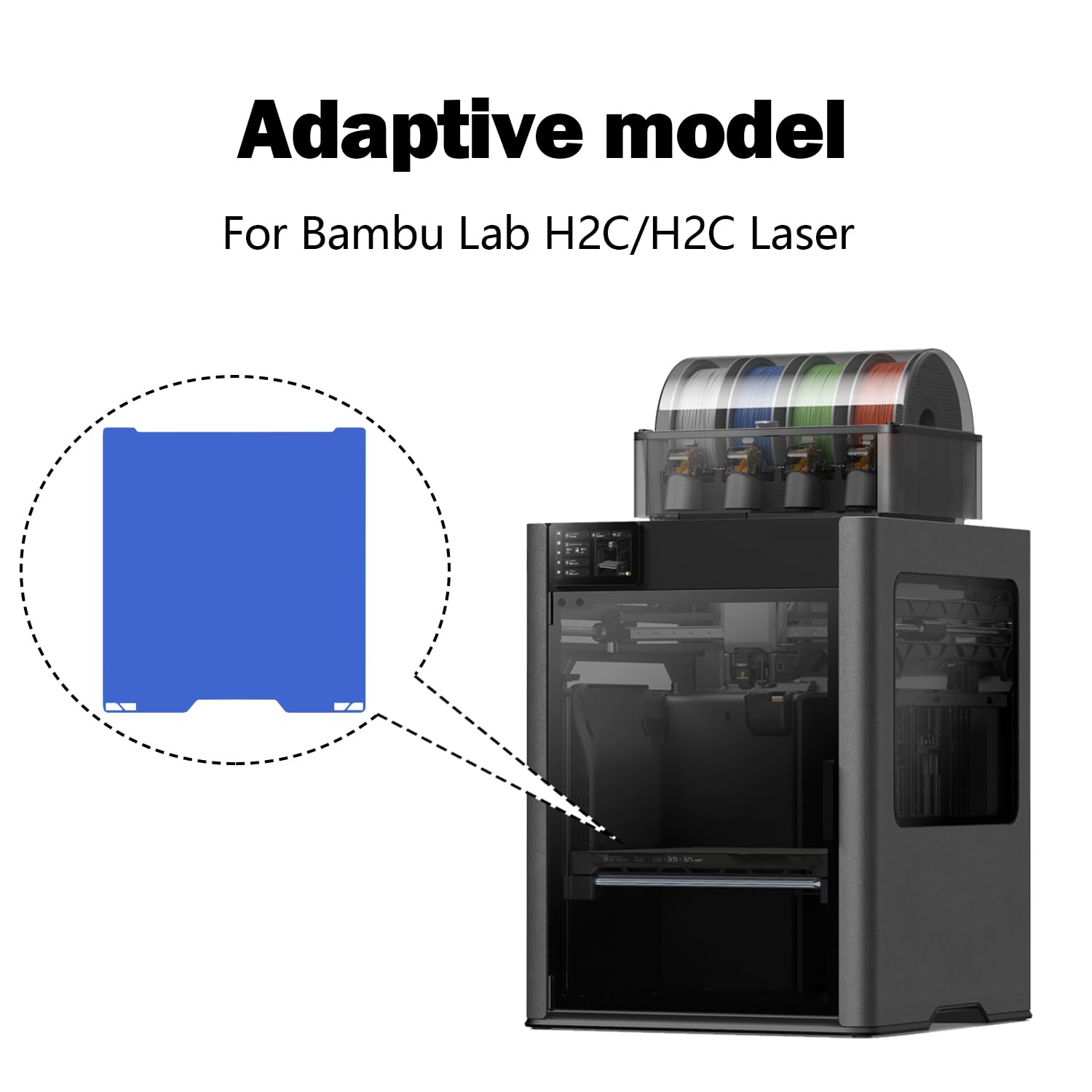 Kühlplatte für A2L/H2C Keine Heizung Kaltbett Kalte Platte Doppelseitige glatte Kühlplatte Baublatt Bauplatte Niedrigtemperaturdruck Abnehmbare Plattform für Bambu Lab 3D-Drucker Zubehör