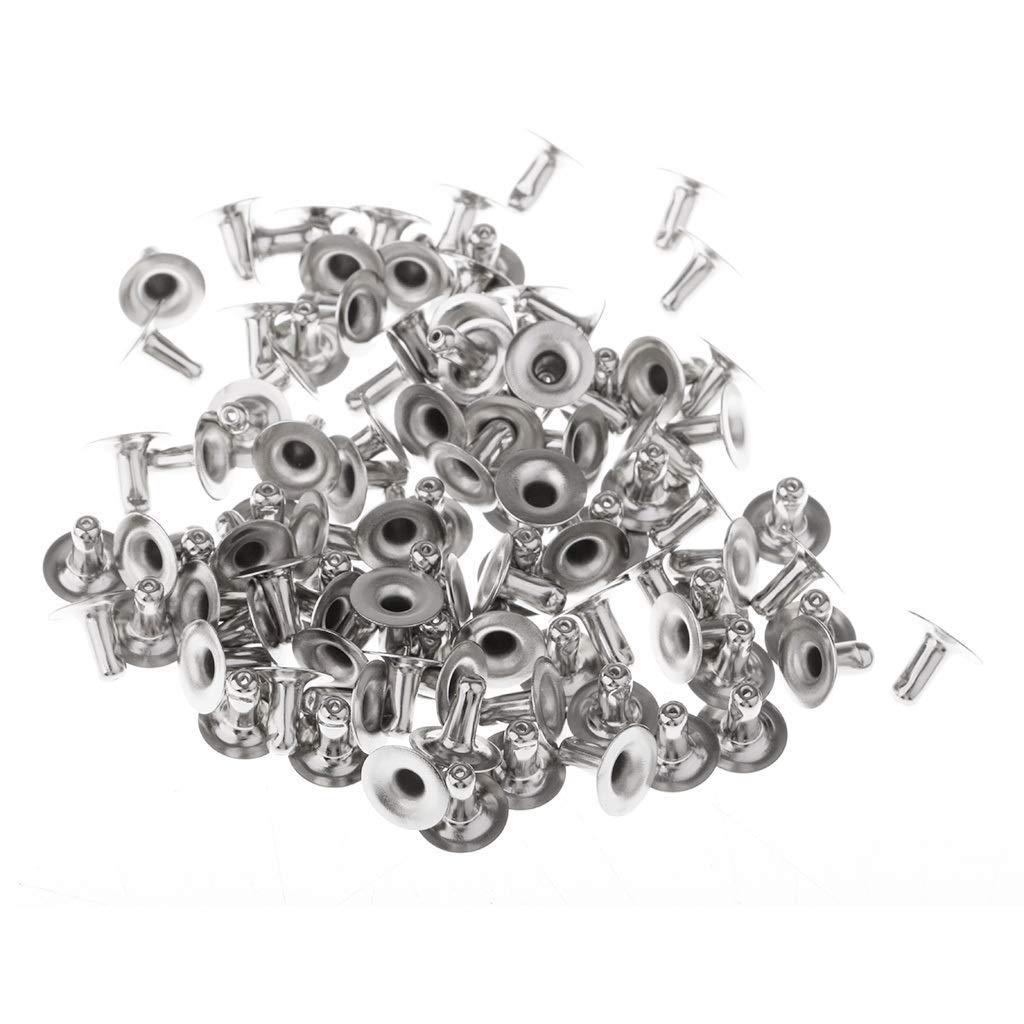 WedDecor 10mm Doppio Cappello Rivetti Tubolare Metallo Borchie per Pelle Craft, Abbigliamento Riparazione, Cappello, Scarpe Cucito Decorazione, 100pcs - Argento, 10mm