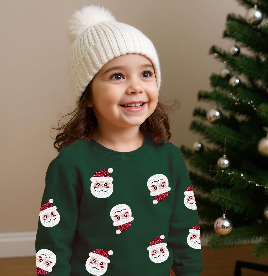 Toddler Christmas Sweatshirt Sequin Santa Sweatshirt Girls Christmas Sweatshirts Girl Long Sleeve Shirt 1-6Y - Image 3