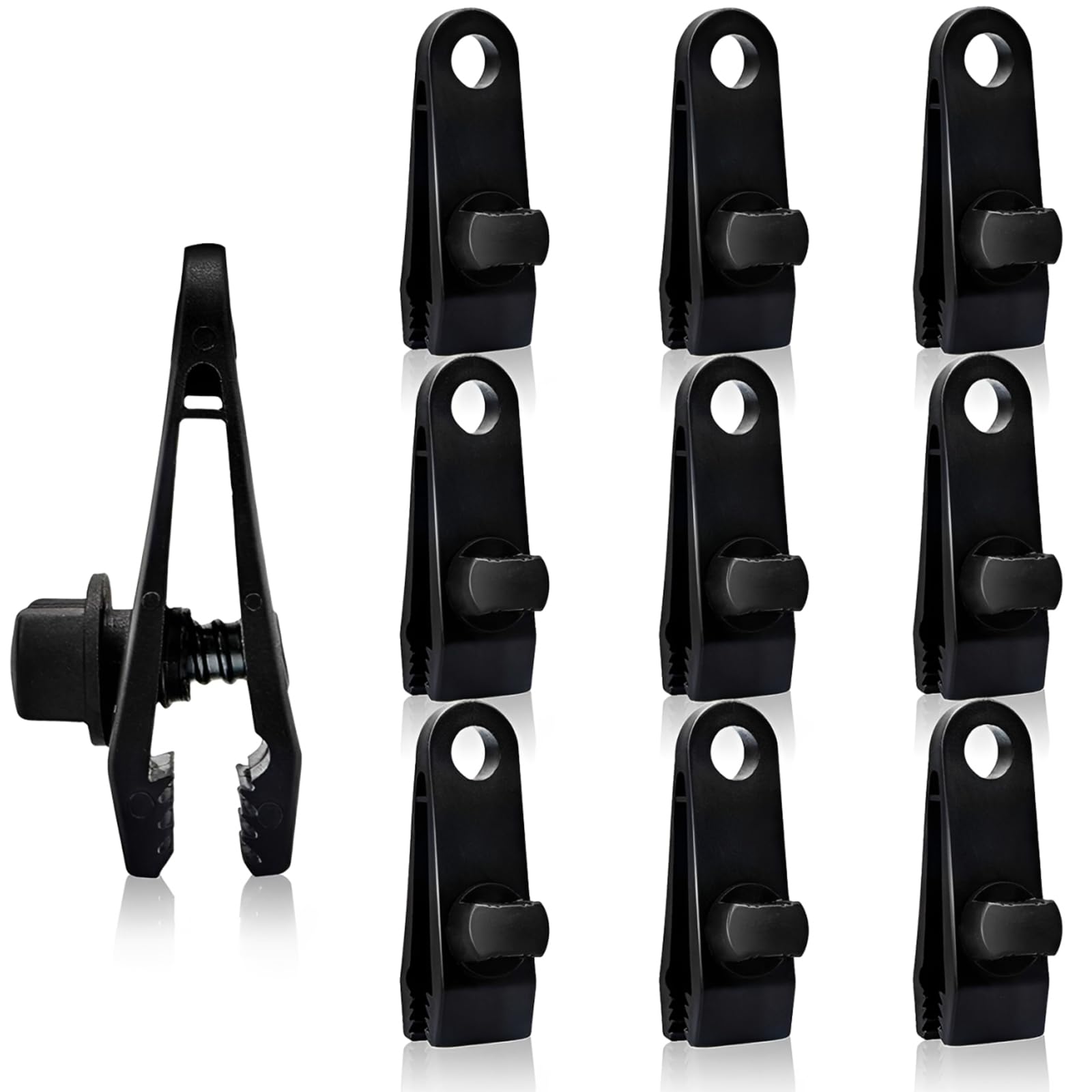 10 Pezzi Clip per Tende Ganci per Teloni di Fissaggio con a Forma di Squalo Morsetti Tarp Clips Campeggio Regolabili per Telo Ombreggiante Roulotte Coperture per Auto Camion Piscine e Barche