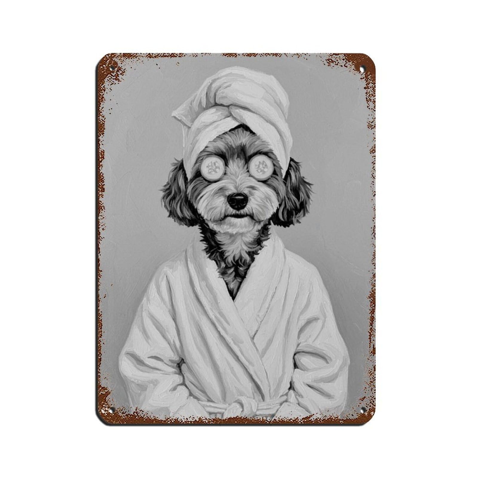 Bathroom Spa Art, Havanese Dog, Décor Art Tin Sign Vintage Metal Pub Club Cafe Bar Home Wall Art Decoration Poster Retro 12x16inch(30x40cm)