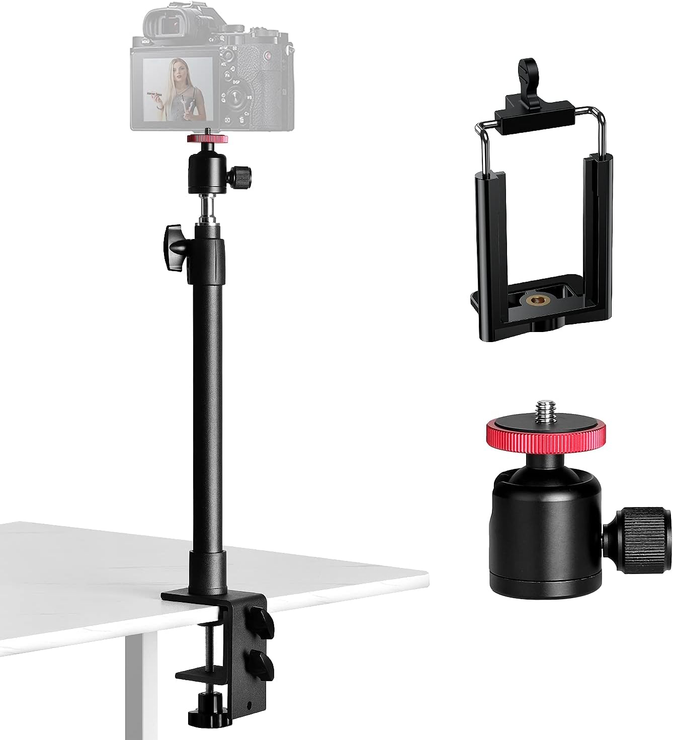 KAMISAFE Camera Desk Mount Stand with 360° Ballhead, 1225
