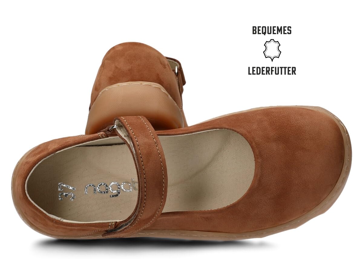 nagaba 632 – Orthopädische Weite Damen-Ballerinas - Barefoot Inspiriert für Frauen - Extrabreiter Zehenraum – Lederschuhe mit Leder-Einlegesohle, Breite Füße, Flache Schuhe, Klettverschluss