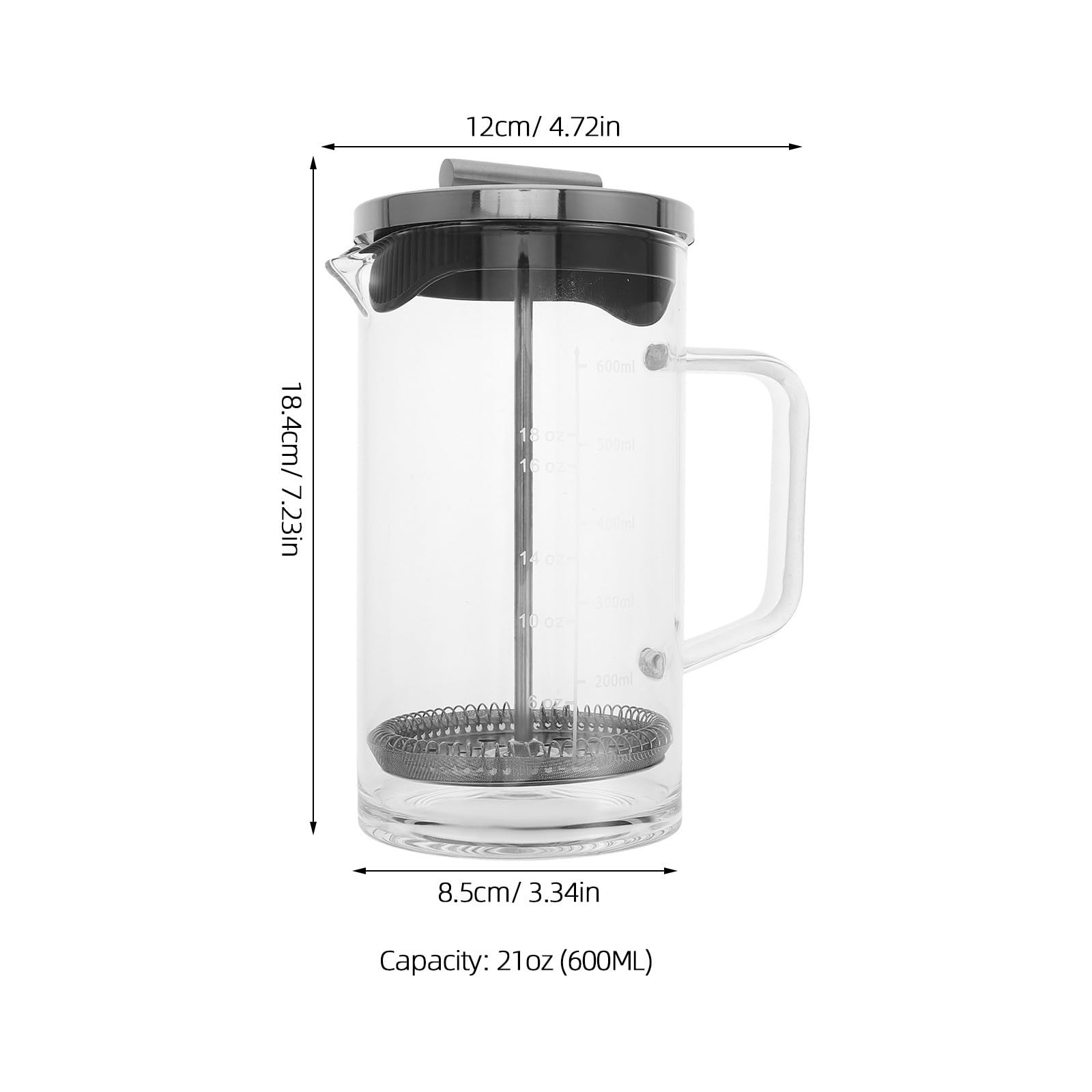 VICASKY Cafetière à Piston et Balance Intégrée pour Préparer Café et Thé 600ml en Verre avec Fond Épais Bureau Domestique