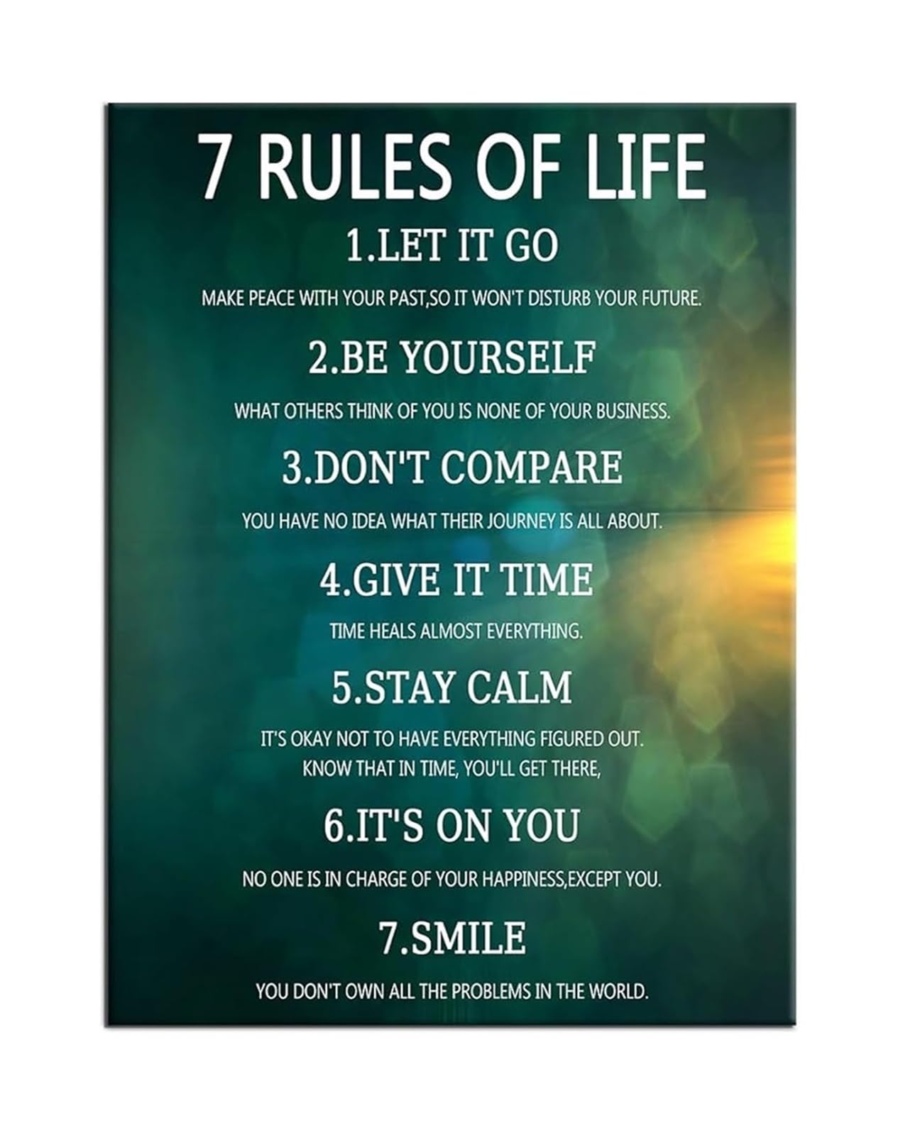 PKNVKZIDK Canvas Wall-Art Motivational Poster Life Principles Inspirational Quotes for Home Office Study Room Framed,16x24inch(40x60cm)