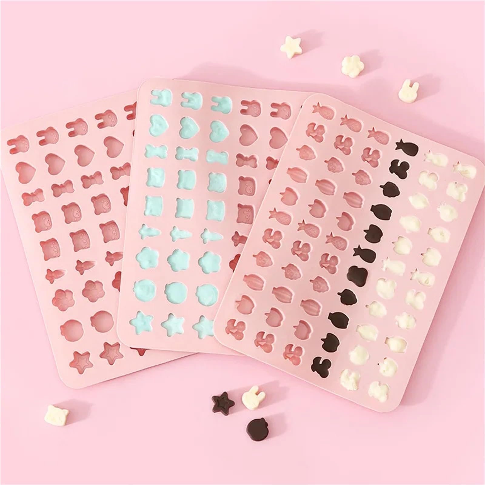 Juego de 3 moldes silicona con forma mini frutas, ideales for decorar pasteles, gominolas, chocolates y cubitos hielo. Antiadherente Para Repostería Y Postres(Style11)