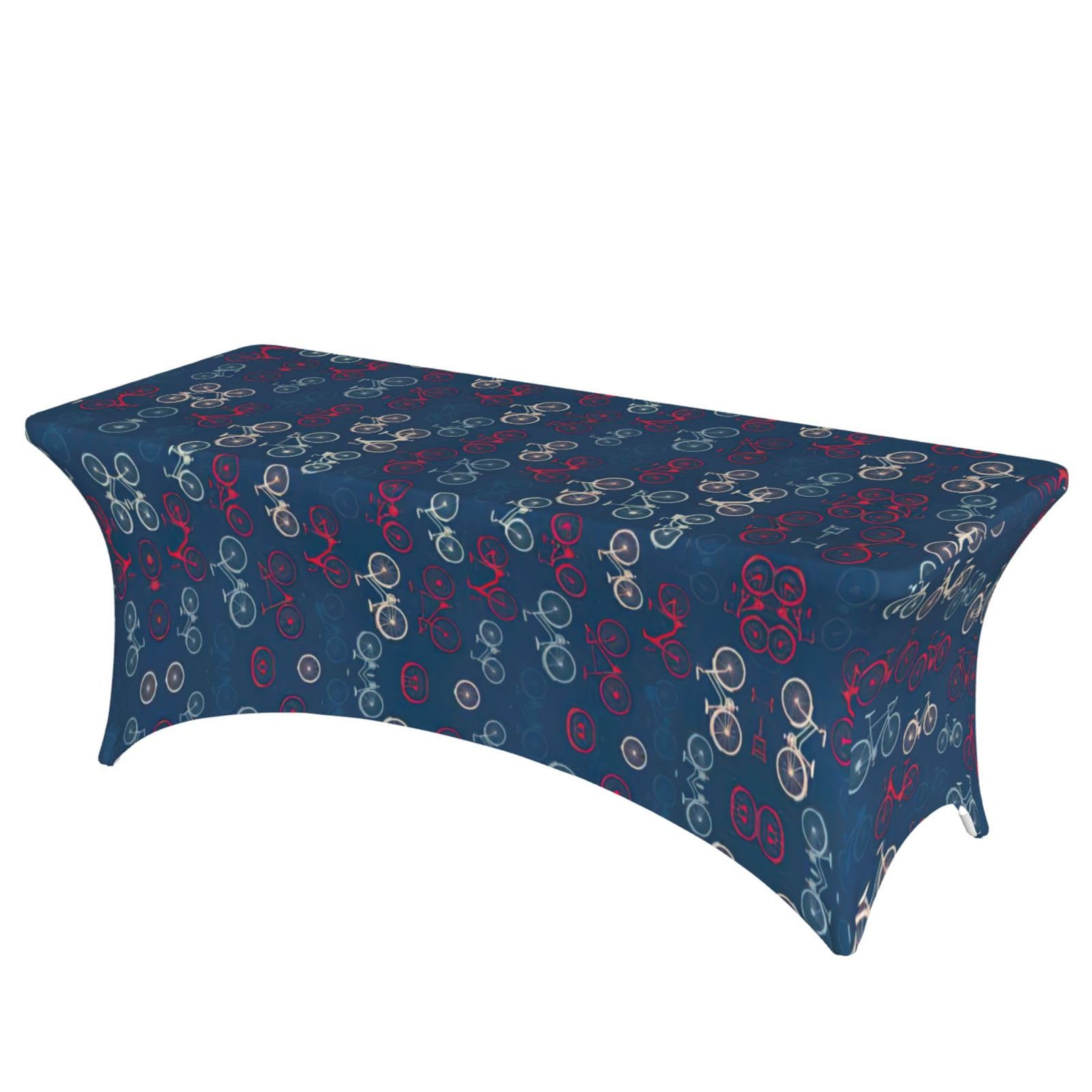 Housse de table rectangulaire extensible 1,8m cyclisme EdWal Bikes en spandex imprimé