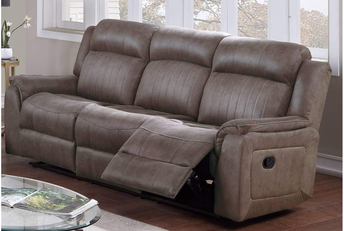 Lezhe 2-Pieces Recliner Sofa Set with Built-in USB Charger in Dark Coffee Breathable Leatherette