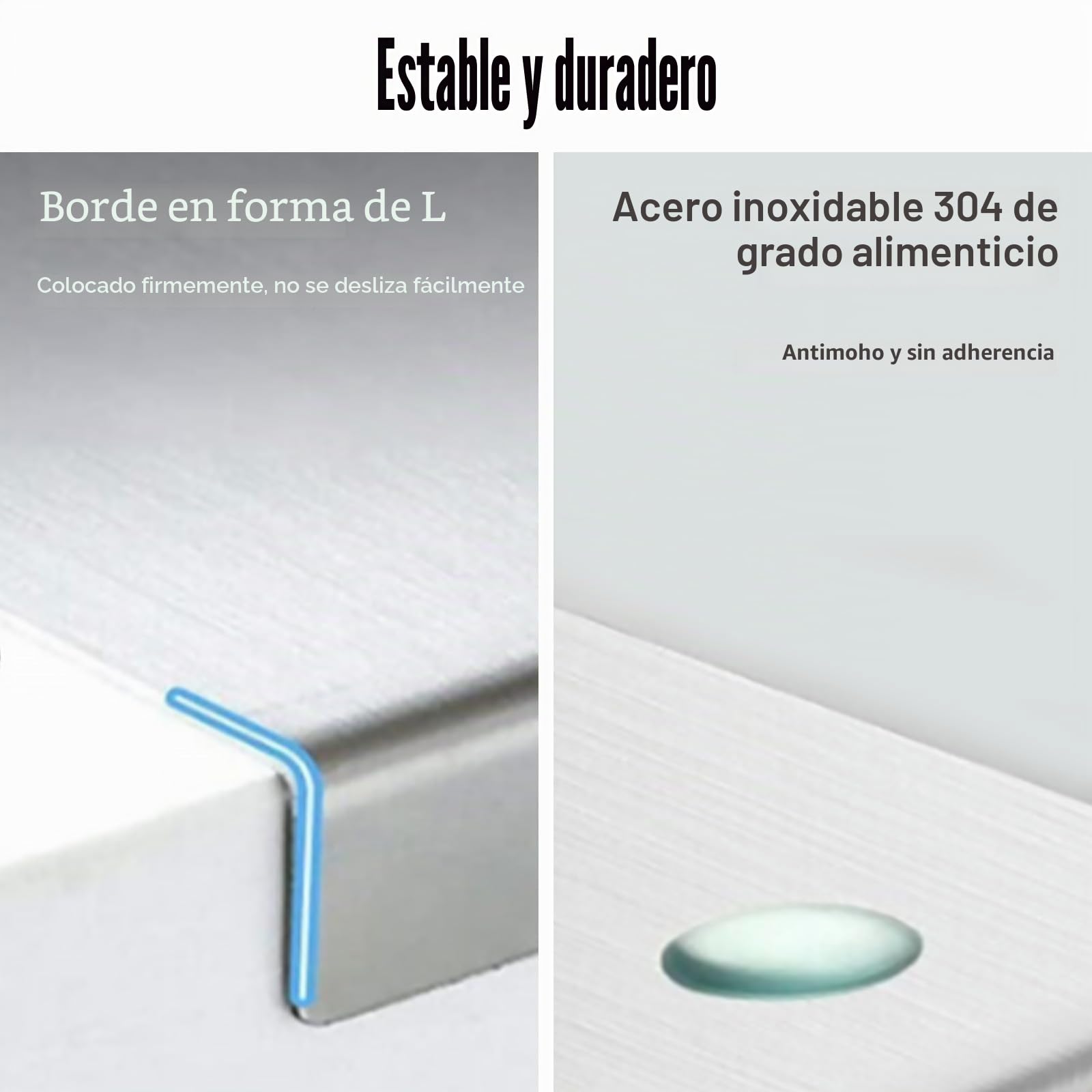 Tabla de cortar grande de acero inoxidable, 50 x 50 x 0,15 cm | tablas de cortar de doble cara tabla de corte antideslizante, encimera de cocina, para carne, frutas, verduras, pan