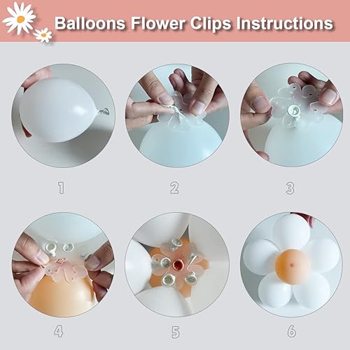 Miniatura 5 de Guirnalda de globos de margaritas bohemias, retro, rosa polvoriento, rubor, nude, rosa claro, pastel, naranja, blanco, globos de confeti de oro