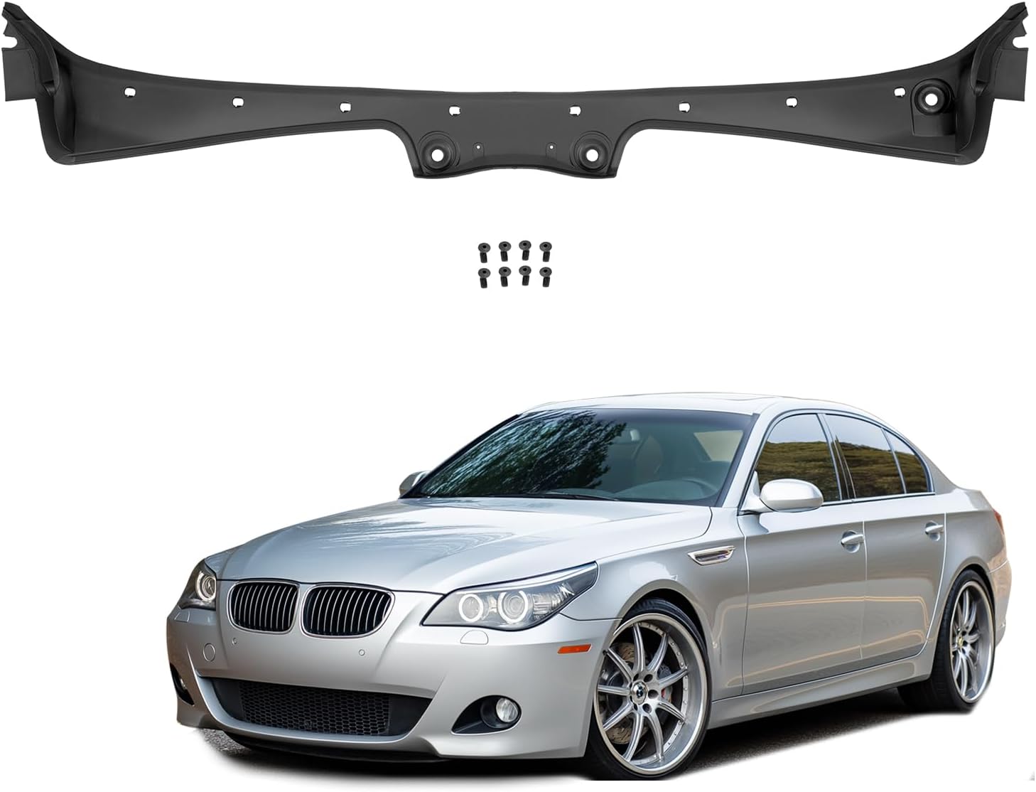 Windshield Wiper Cowl Panel Grille Compatible with 2004-2010 BMW 525i/xi 528i/xi 530i/xi 535i/xi 545i 550i M5 Replace for 51717027083 Air Inlet Window Cover