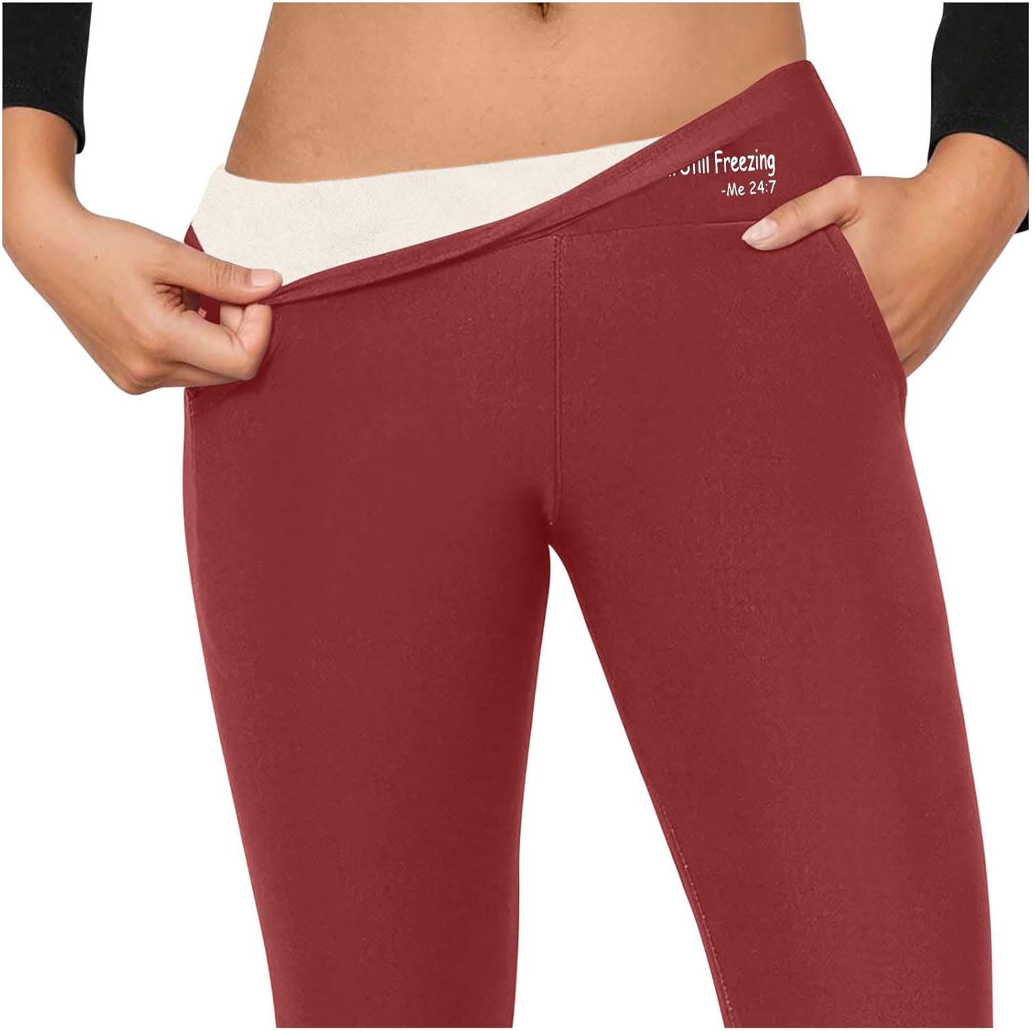 Women's Fleece Lined Flare Pants High Waist Stretchy Flare Leggings Bell Bottom Trendy Yoga Pant Yes I'm Still Cold