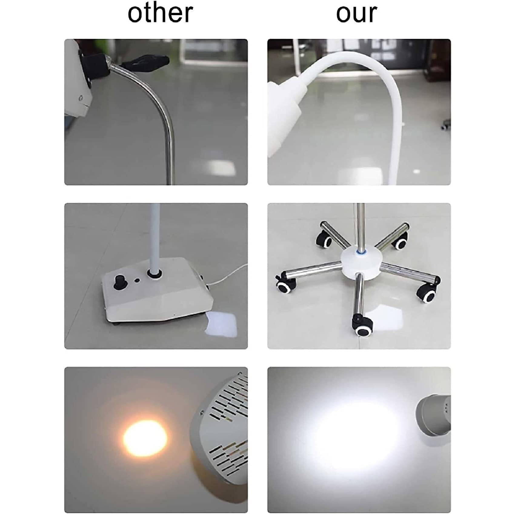 Lampada mobile senza ombre for uso medico dentale da pavimento, lampada for visita chirurgica a LED 7 * 3W, adatta for ginecologia, ambulatorio, animali domestici, odontoiatria, otorinolaringoiatria