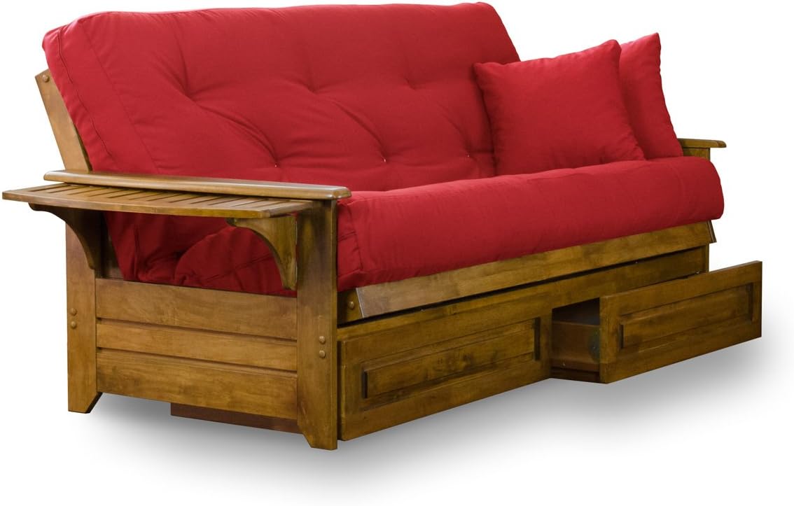 Nirvana Futons Brentwood Tray Arm Futon Frame, Drawers, and