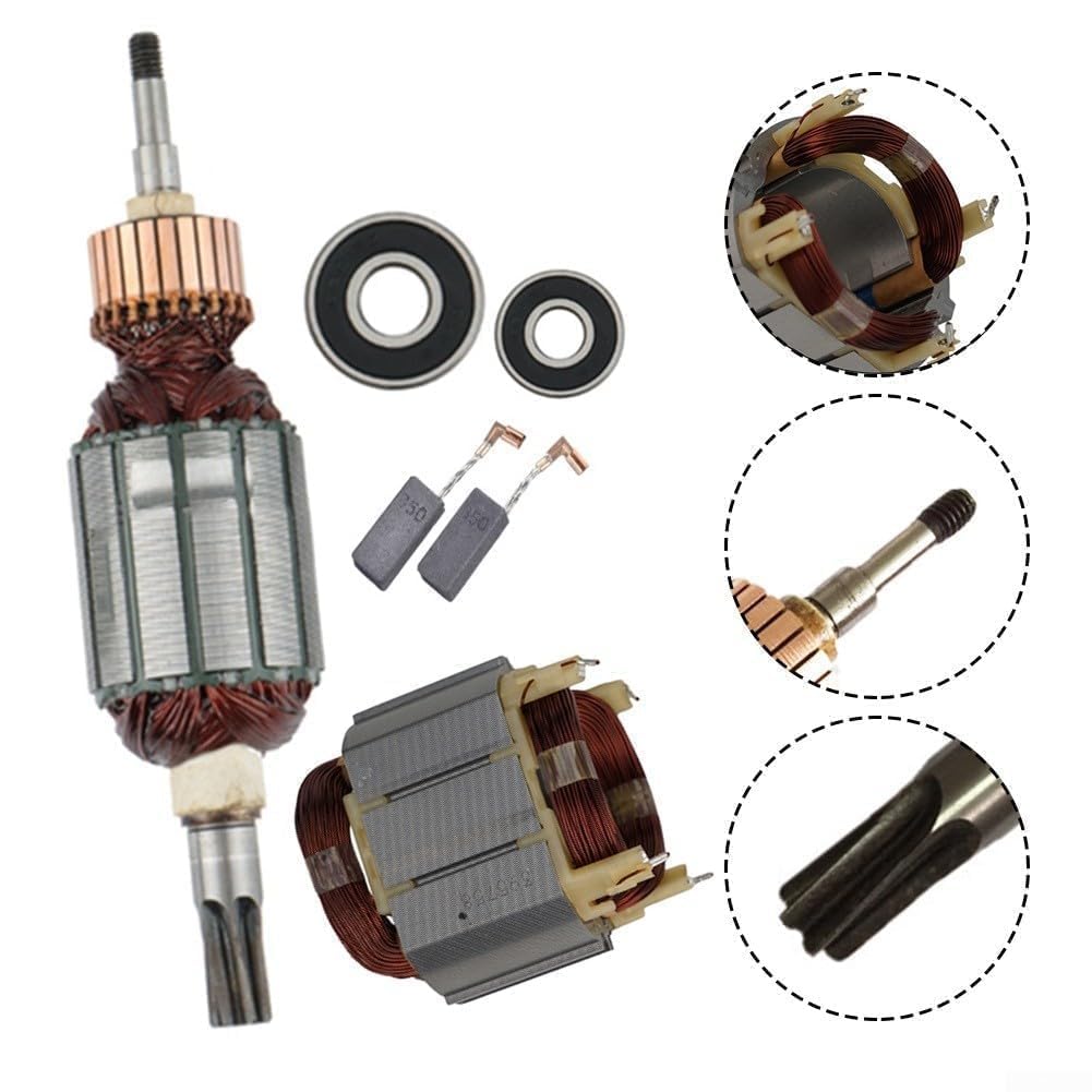 Statore e Rotore di Ricambio per Makita HR4001C HR4010C HR4003C, Kit Manutenzione con Spazzole in Carbonio e Cuscinetti, Codici 513633-7 625758-6