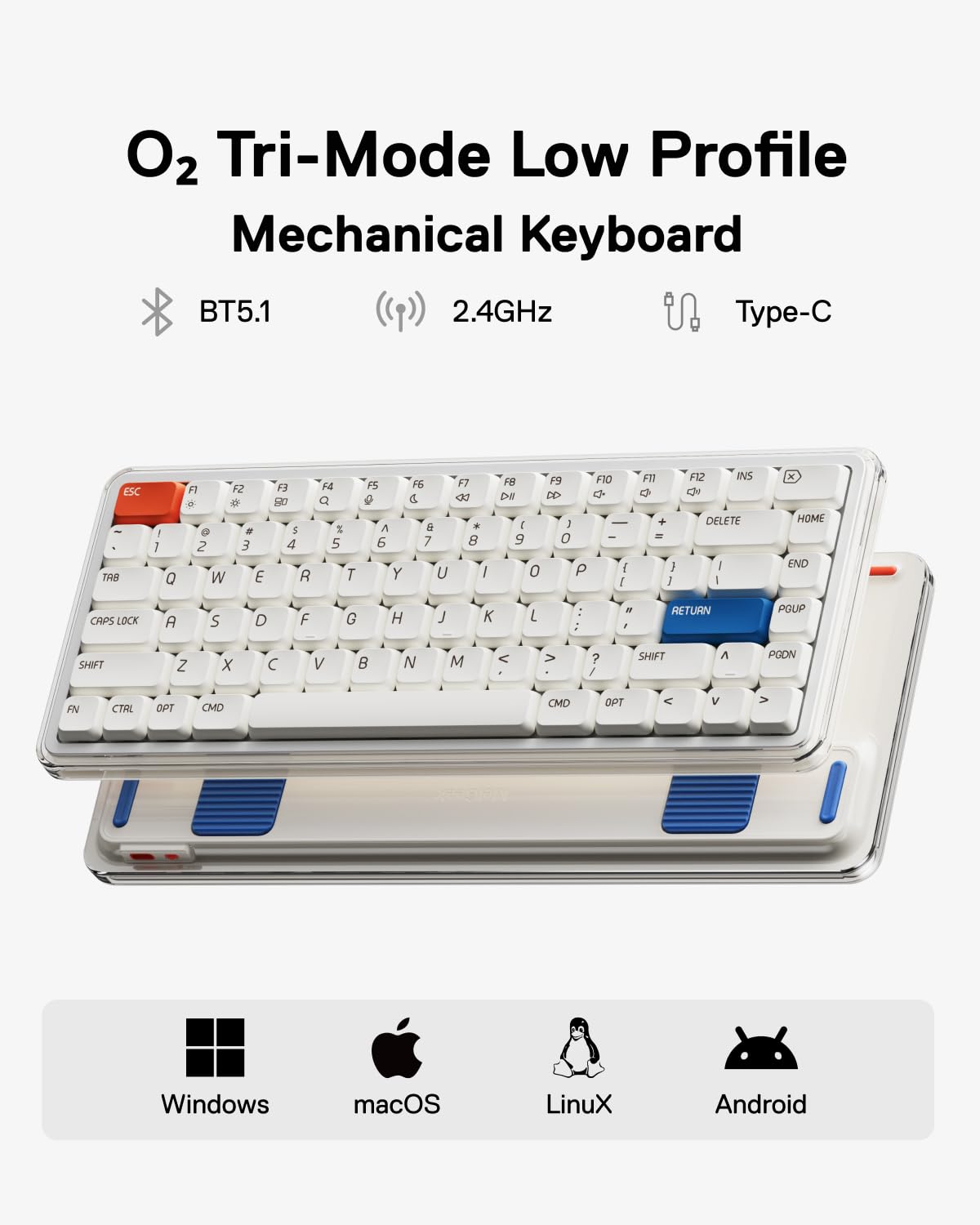 Amazon.com: MelGeek O2 75% Wireless Mechanical Keyboard with