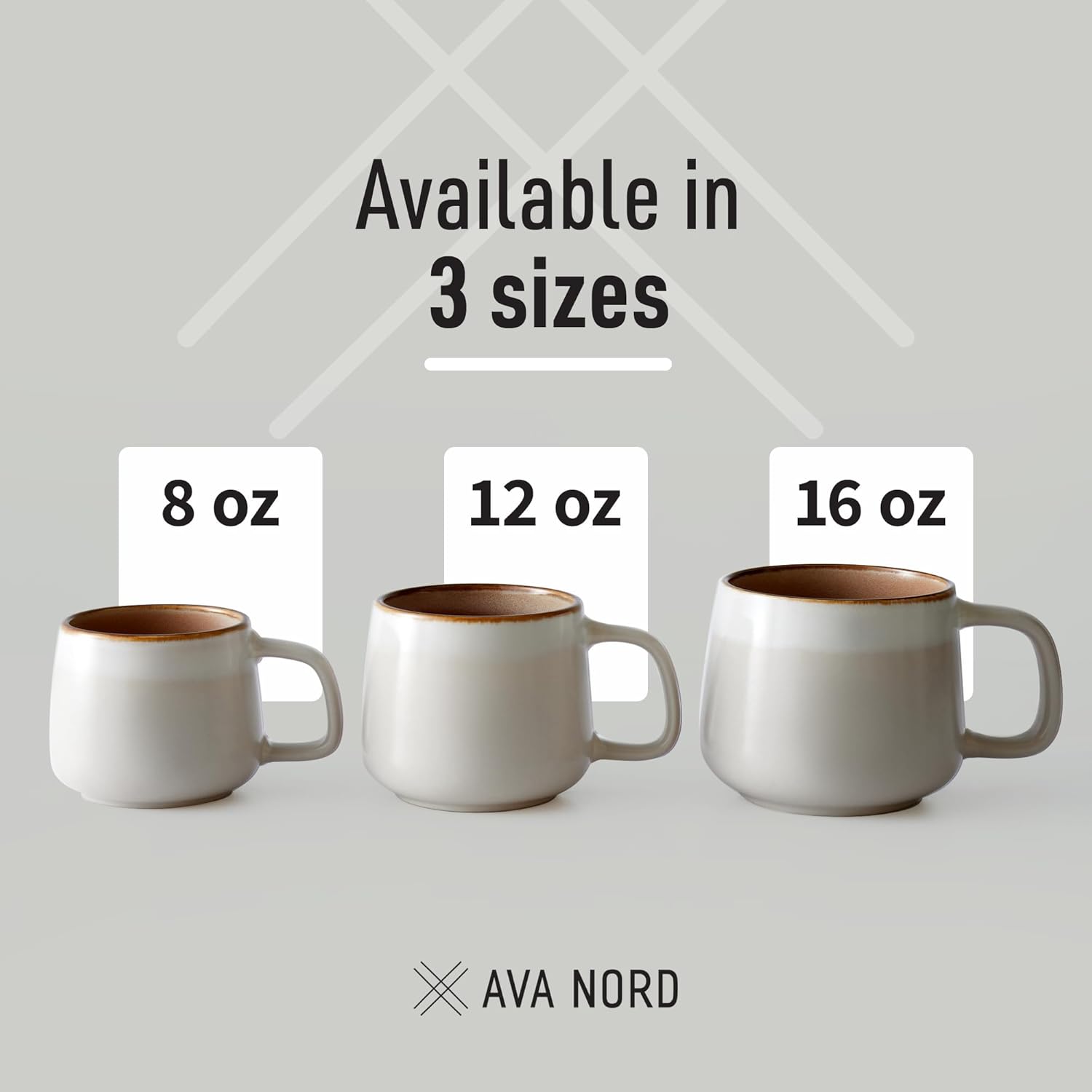 Large Ceramic Coffee Mugs Set of 4 | 16 oz Stoneware Coffee Cups | Lead-Free, Non-Toxic | Microwave and Dishwasher Safe | Comfortable Handle | Nordic Design for Tea, Cocoa, Latte | Sage Ash