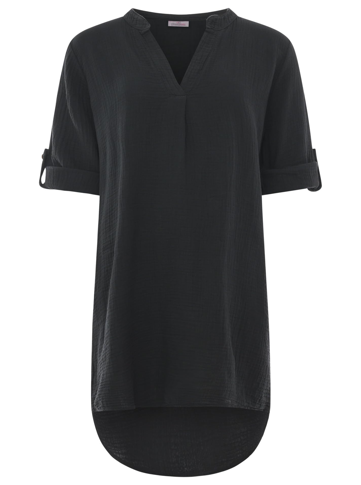 Zwillingsherz Musselin Longbluse aus 100% Baumwolle mit V-Ausschnitt – Hochwertige Tunika für Damen Frauen Mädchen - Sommerbluse Freizeitkleid Strandkleid - Locker luftig perfekt für Frühling Sommer