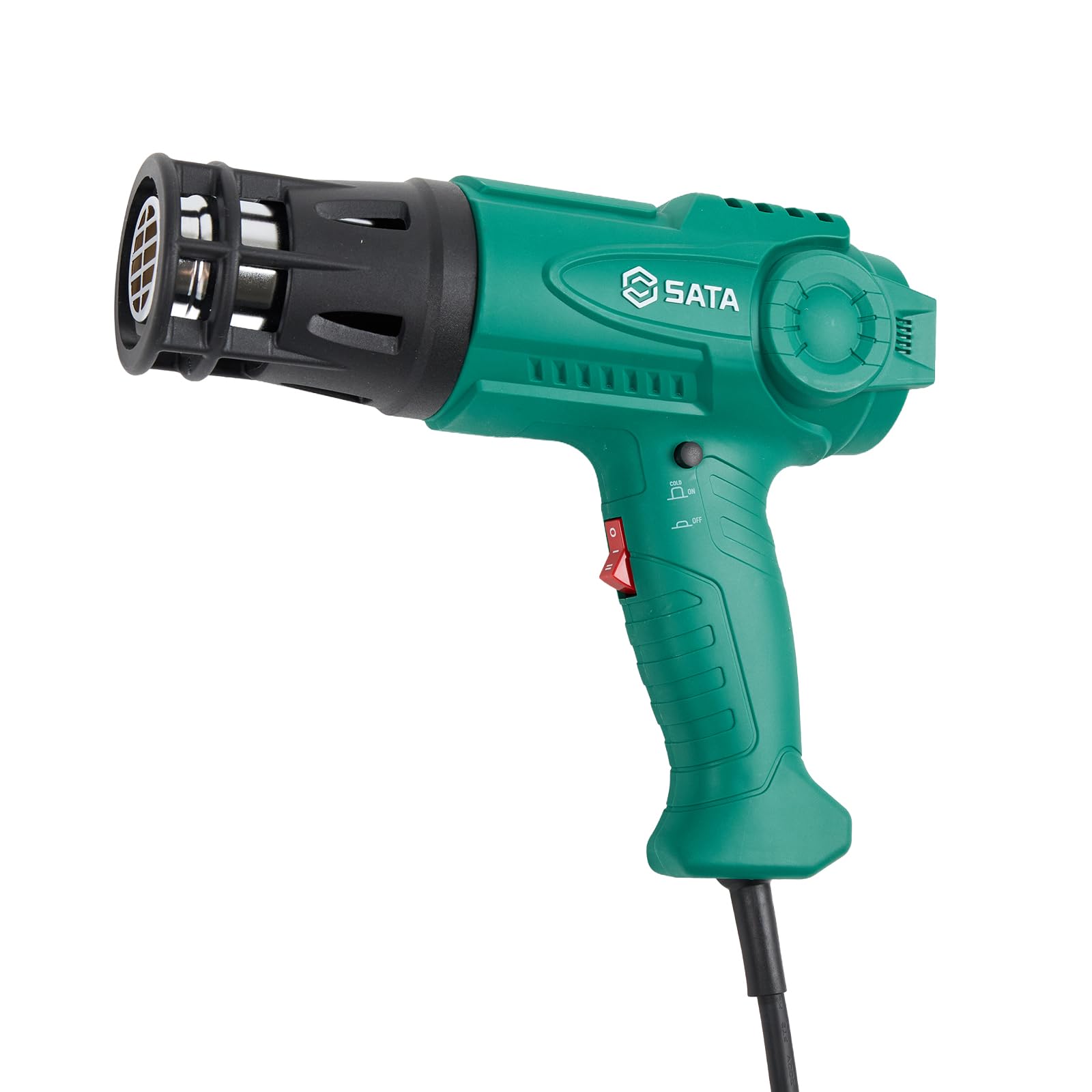 SATA Pistola de calor de 1500 W con LCD digital, temperatura variable de 48.9 °C a 648.9 °C, 2 modos de calor y flujo de aire, función de memoria, boquilla antiquemaduras y 5 accesorios para envoltura