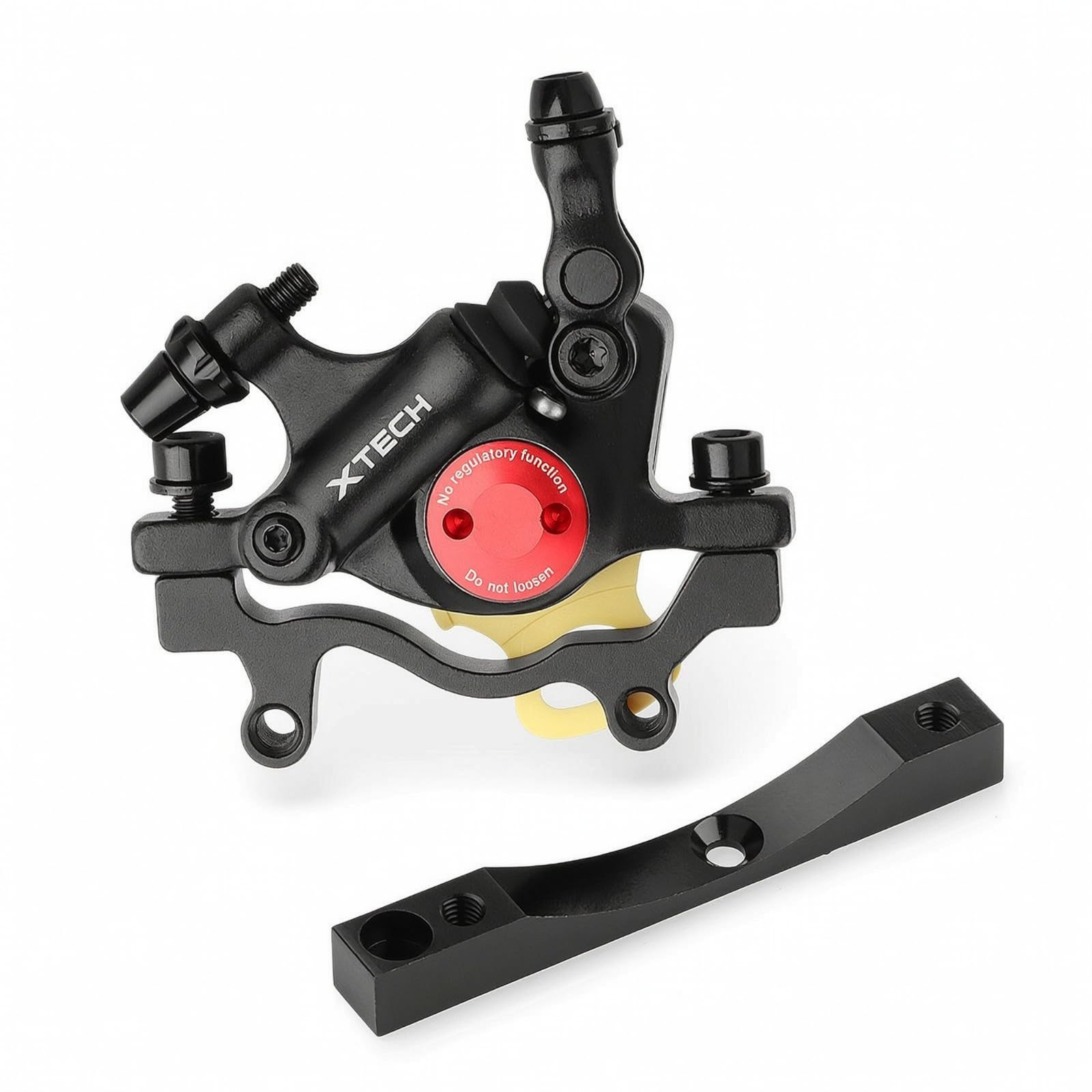 harayaa Pinza Freno Disco Hidráulica Anodizado Pinza Freno con Adaptador Universal para Mecánicos, Negro+Conversión