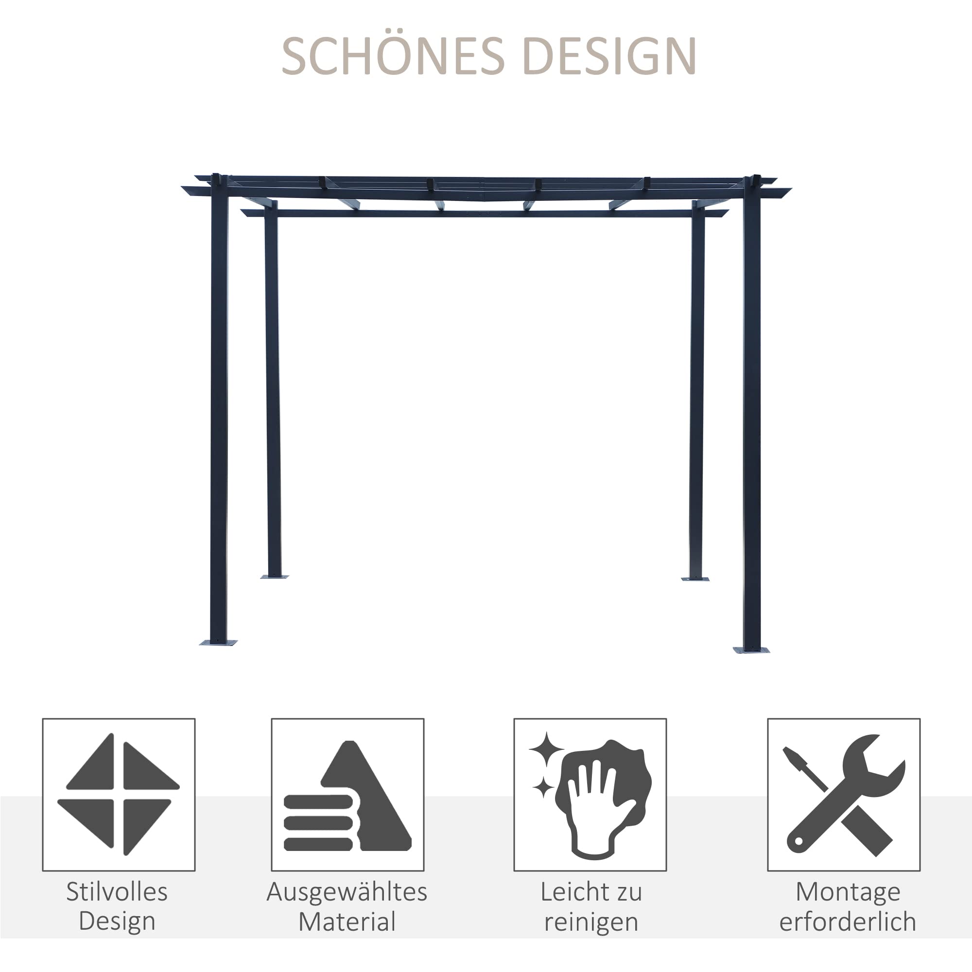 Outsunny Rosenpavillon Pflanzbogen Rosenbogen Rankhilfe Garten Pavillon wetterfest Metall Schwarz 2,97 x 2,95 x 2,3 m