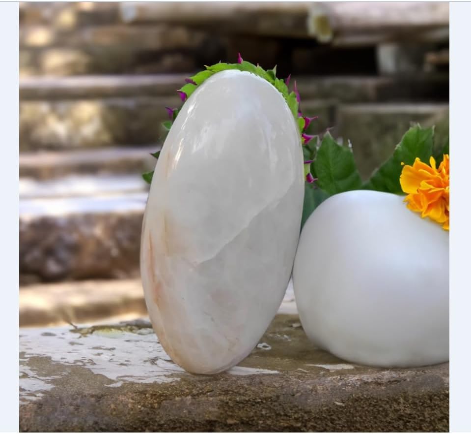 DevLink AAA Natural Genuine Quartz Crystal Lord Shiva Lingam Milky Himalayan Baba Barfani Sphatik Shivling- Born in Himalaya (270 Grams, Height-7.9 Cm, Approx)