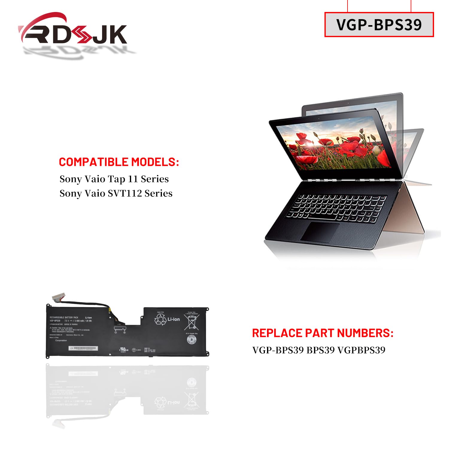 Amazon.com: VGP-BPS39 Laptop Battery for Sony Vaio Tap 11