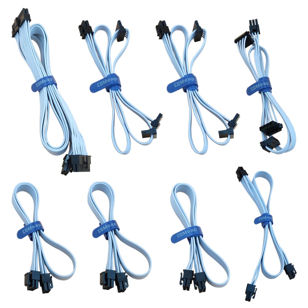 COMeap Starter PSU Modular Cable ATX PCIe EPS HDD Kit for Corsair PSU RMX RMI SF Series White