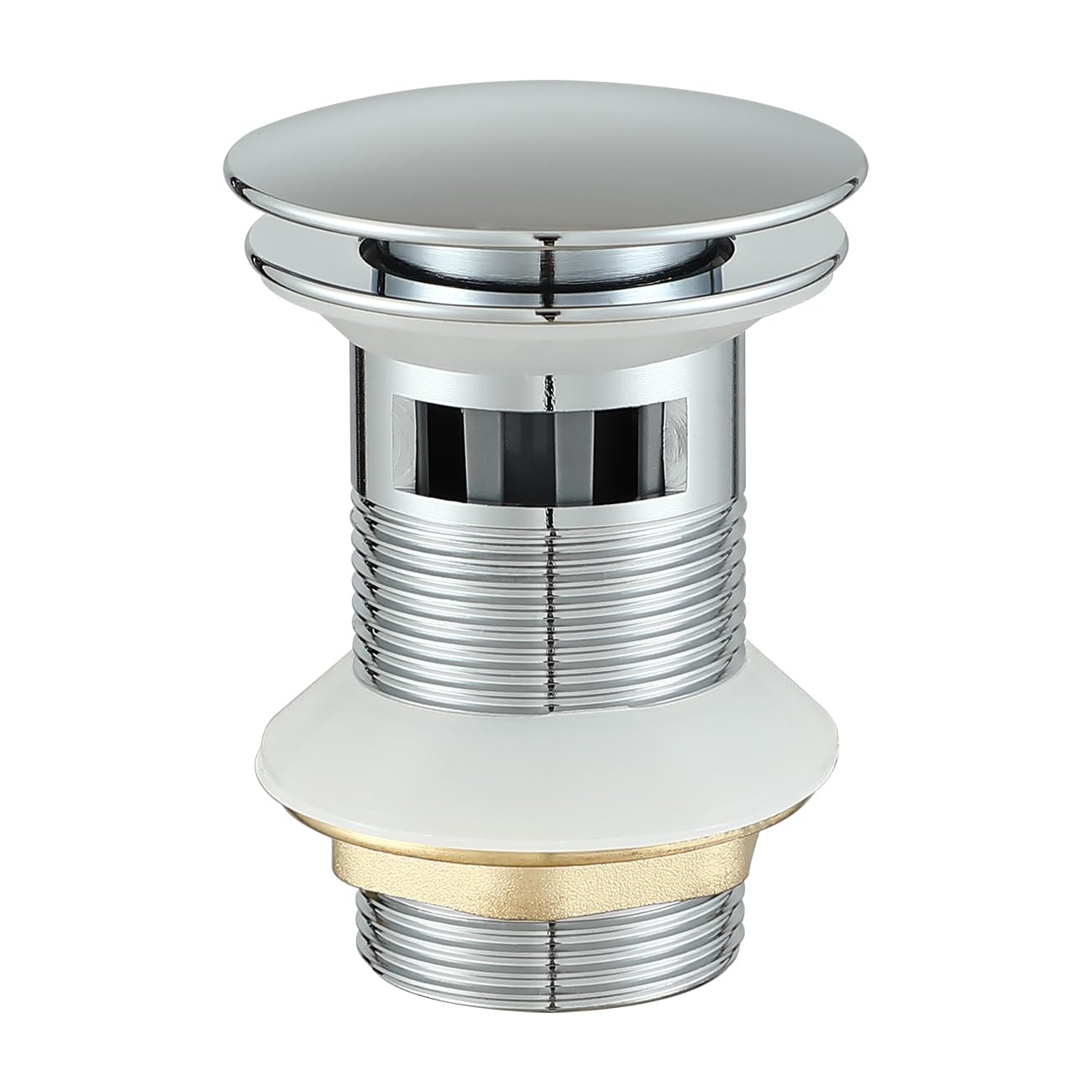 Brass Pop Up Sink Plug Basin Sink Drain Stopper With Overflow Chrome Finish