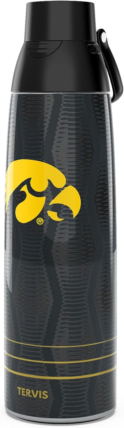 Tervis Venture Water Bottle Iowa Hawkeyes - Full Speed Triple Insulated Tumbler Travel Cup Keeps Drinks Cold & Hot, 36oz, Stainless Steel