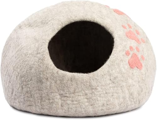 Miniatura 3 de Lujosa cama tipo cueva de lana merino ecológica para gatos, cápsula plegable para gatos de interior, camas de fieltro de alta calidad para gatitos,