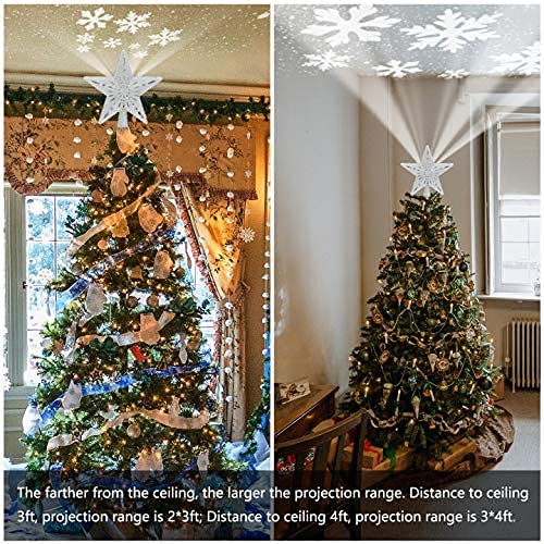 Yocuby Star Christmas Tree Topper Lighted With Built-In Rotating Magic Ball, Christmas Decoration, Led Treetop Projector For Crown Christmas Tree, Xmas/Holiday/Winter Home Wonderland Party Ornament #TOP2