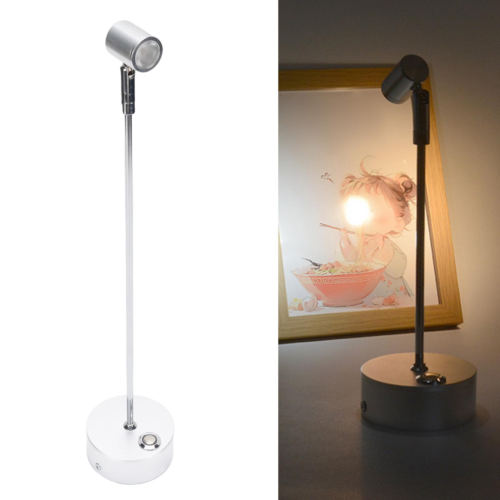Wiederaufladbarer kabelloser Strahler, Tischstrahler, 3 W, Touch-dimmbar, 3-Farben-LED-Spotlicht, Schmuck-Display, Tischlampe für Bars, Restaurants, Wohnzimmer (2 Stück)