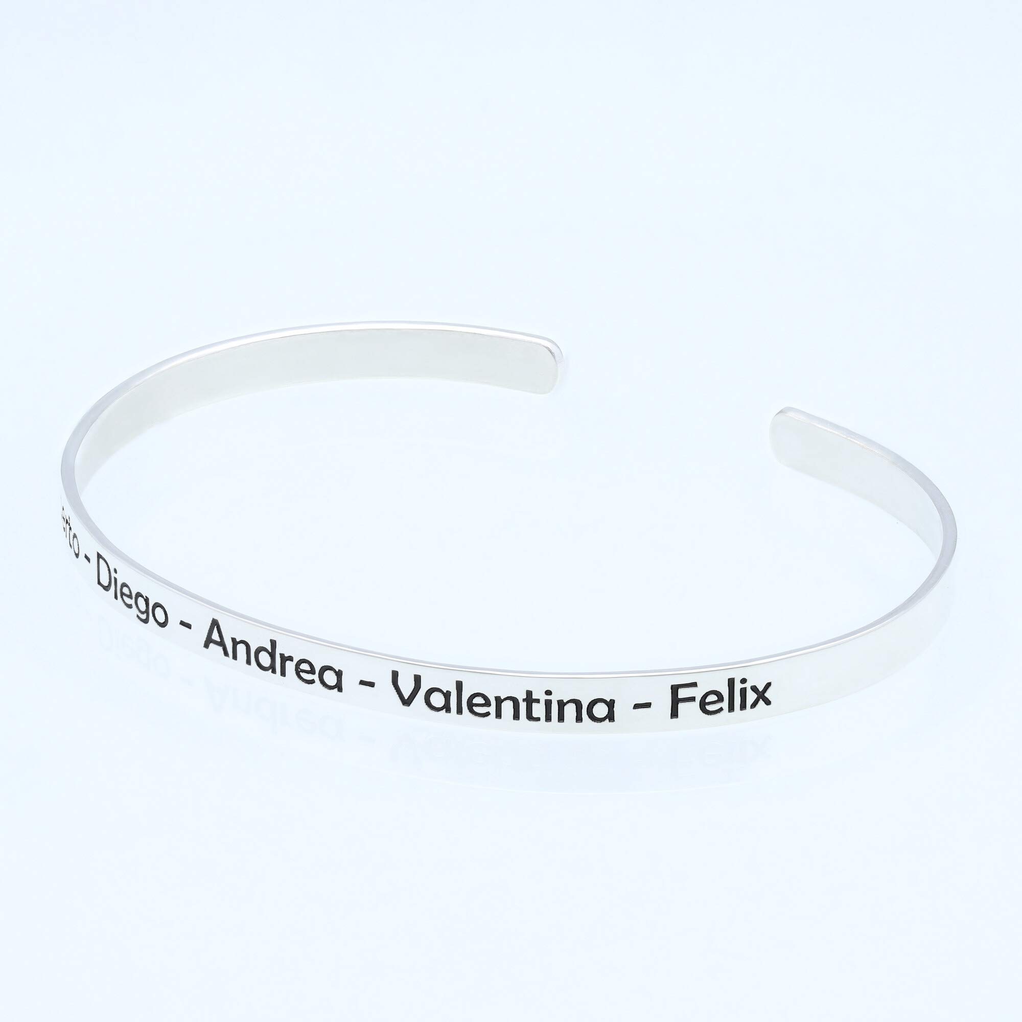 Pulsera Brazalete para Hombre y Mujer en Plata de Ley - Pulsera ideal para Grabar y Personalizar Mensajes, nombres, coordenadas - Pulsera de aro Unisex