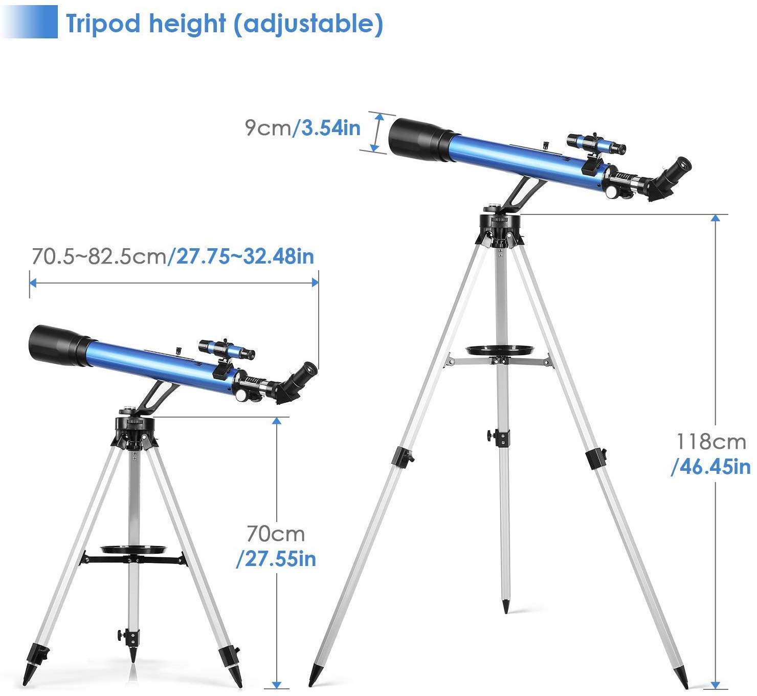 Télescope 60/700 mm avec Oculaires Kellner de 6 mm et 25 mm, Télescope Astronomique pour Débutant avec Adaptateur de Téléphone, pour Observer La Lune et Les Planètes