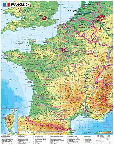 Preisvergleich Produktbild Frankreich physisch - Wandkarte / Poster