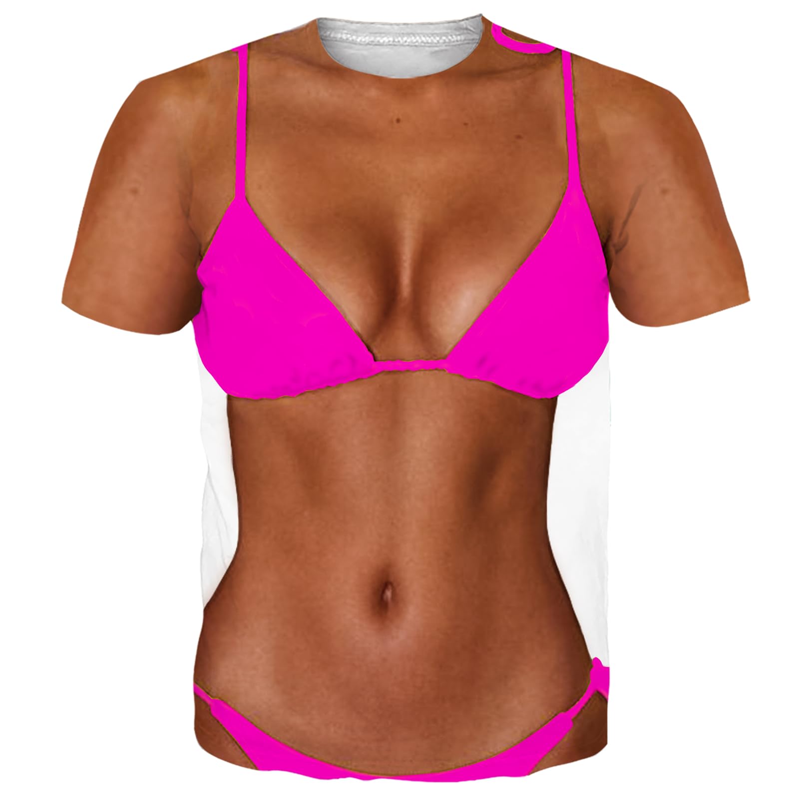 Goodstoworld Unisex 3D Fake Abs T Shirts Shredded Chest Printed Short Sleeve Costume Novelty Tees Shirt