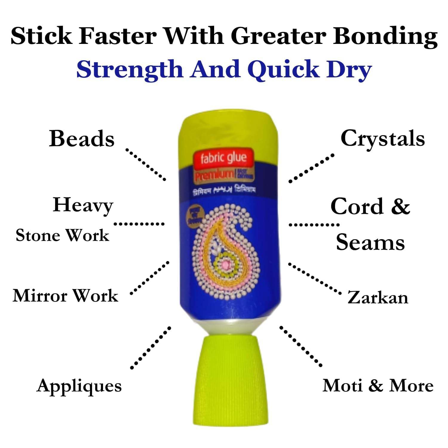 Generic Fabric Glue for Sticking Beads, Ribbon Foil Paper Stick (10 PCS BLUE 30 ML)