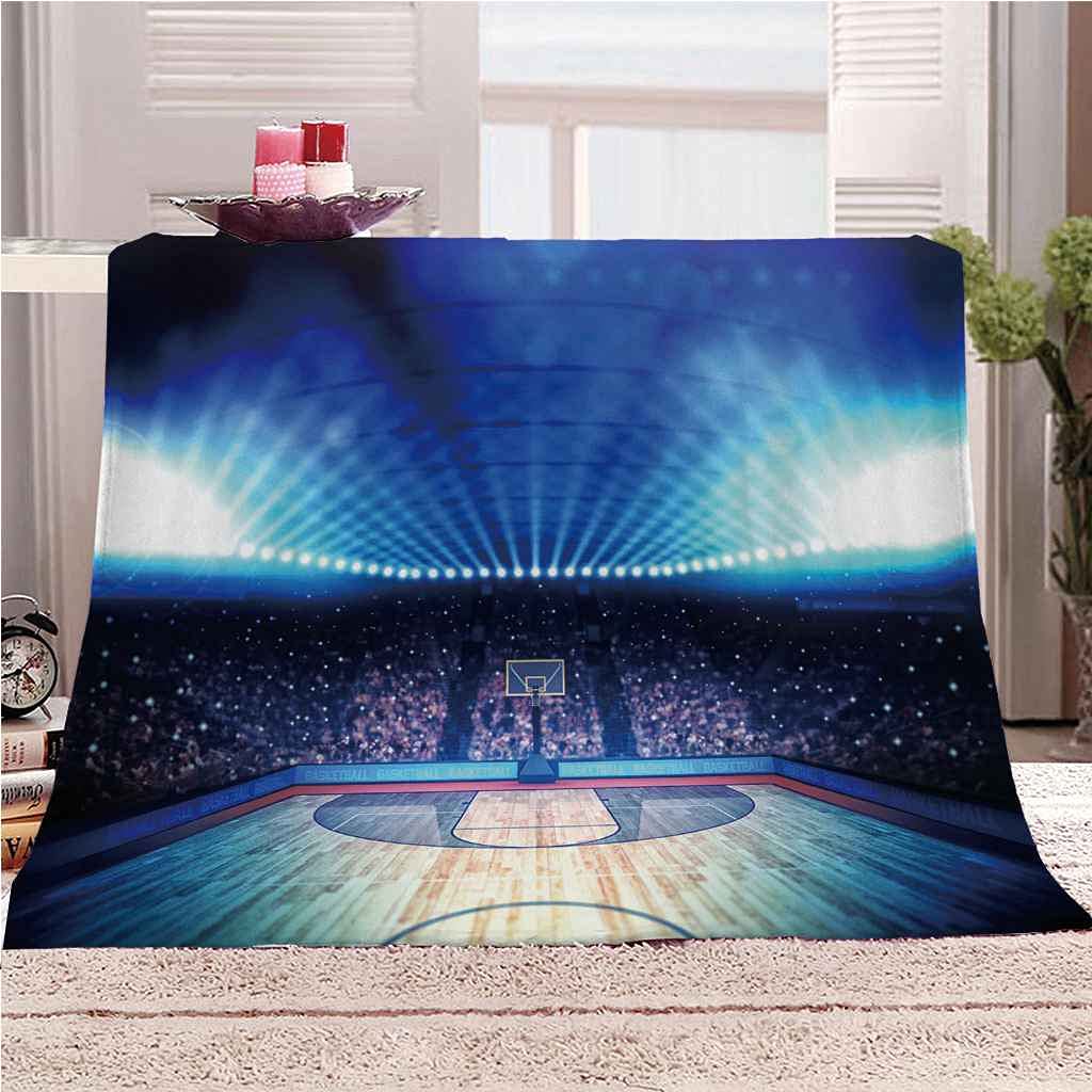 Couverture polaire basket 150x200cm en flanelle microfibre douce pour lit et canapé