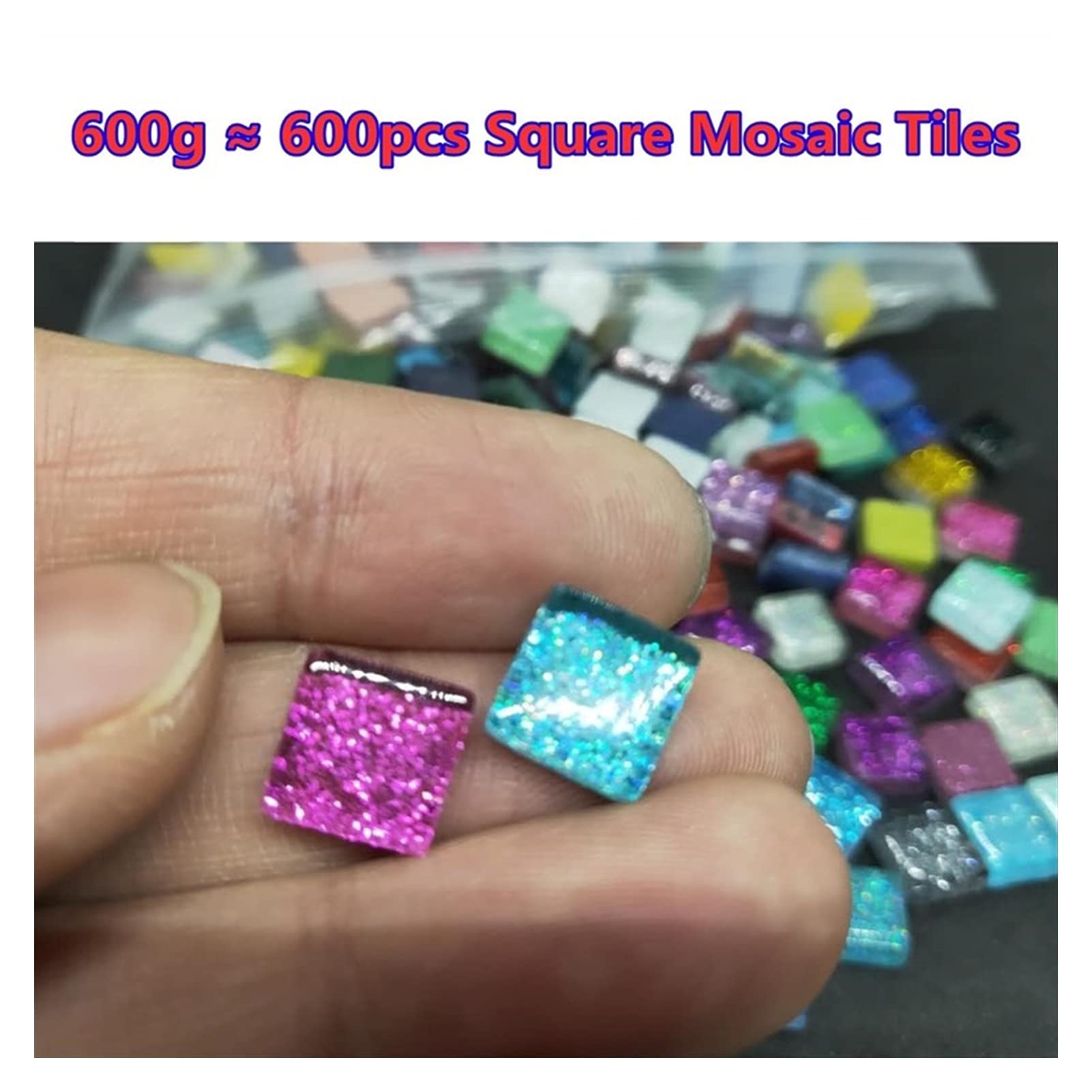 Mosaicos Manualidades, Teselas Para Mosaicos Azulejos de mosaico de cristal de Glitter de 600 g de piedra cuadrada y de forma colorida de forma colorida BRICOLAJE Mosaico haciendo niños materiales art