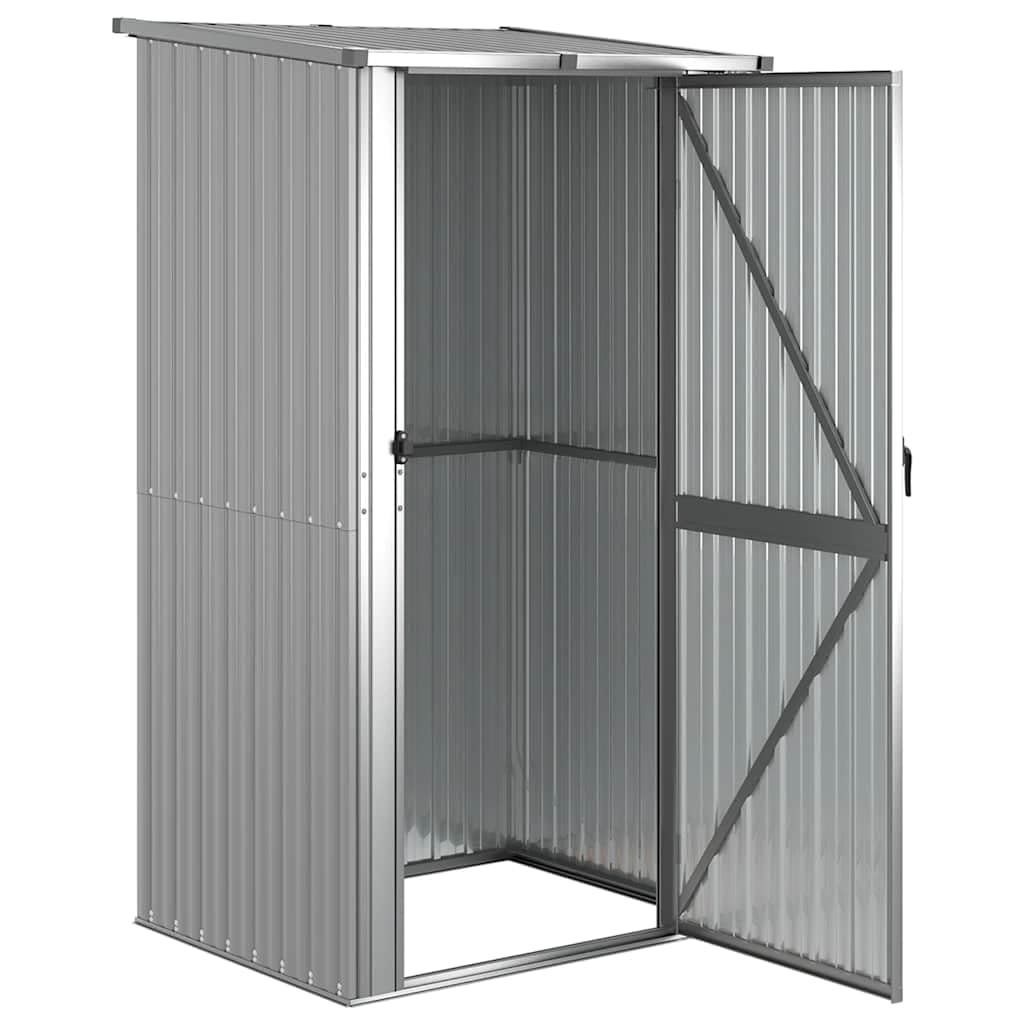 vidaXL Cobertizo de Jardín Cabaña Troncos Armario Herramientas Almacenamiento Exterior Patio Aire Libre Acero Galvanizado Gris 118,5x97x209,5 cm