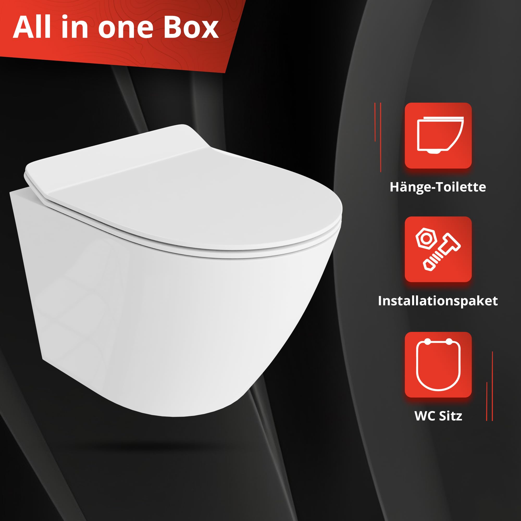 Duofix Basic Sogo Slim - Inodoro de pared (incluye placa de control Delta 25, botón cromado, juego completo, cisterna empotrada), color blanco
