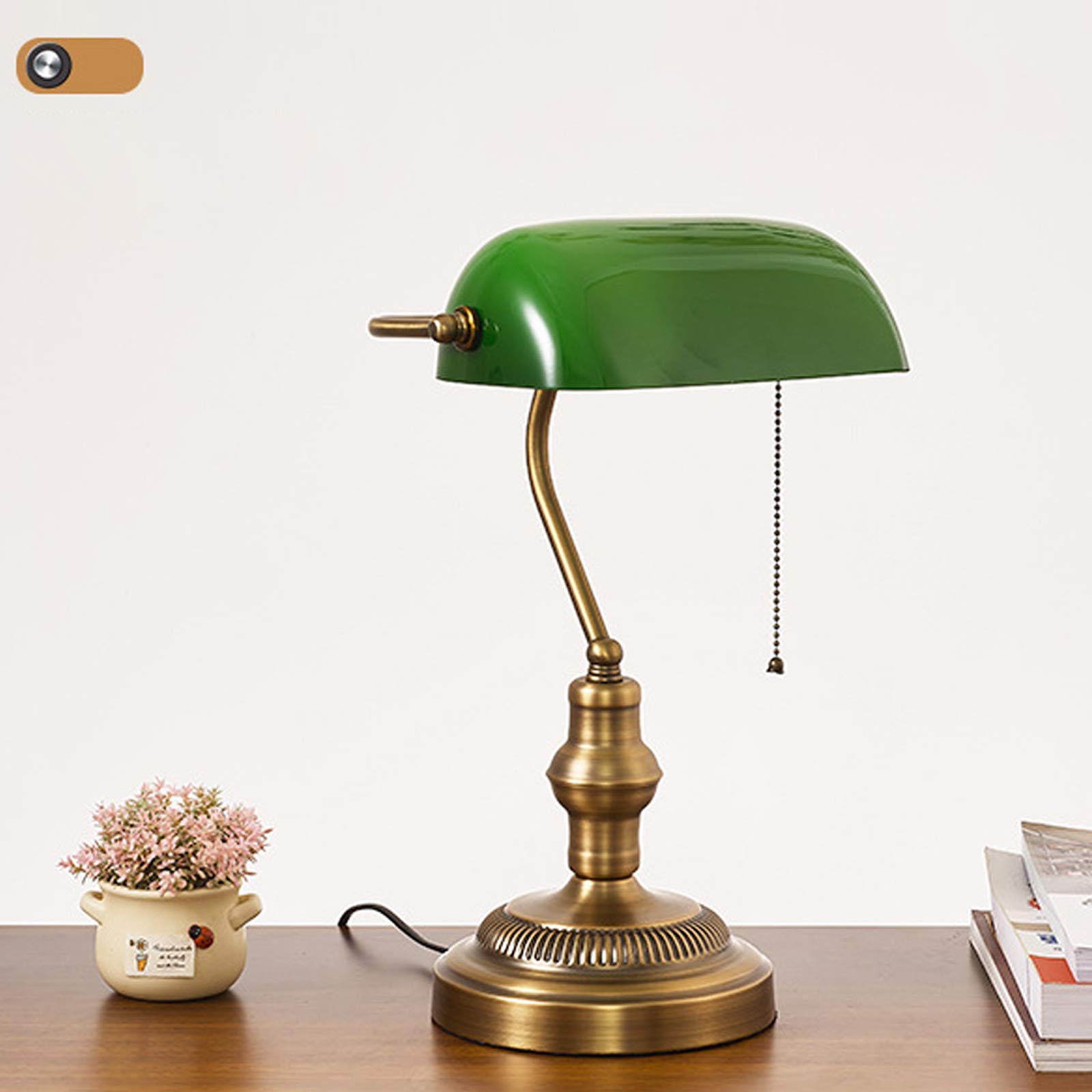 NISSAFORS Bankers Lampe – Grüner Glasschirm, Schwarz-goldener Sockel, 350° Drehbar – Retro Schreibtischlampe
