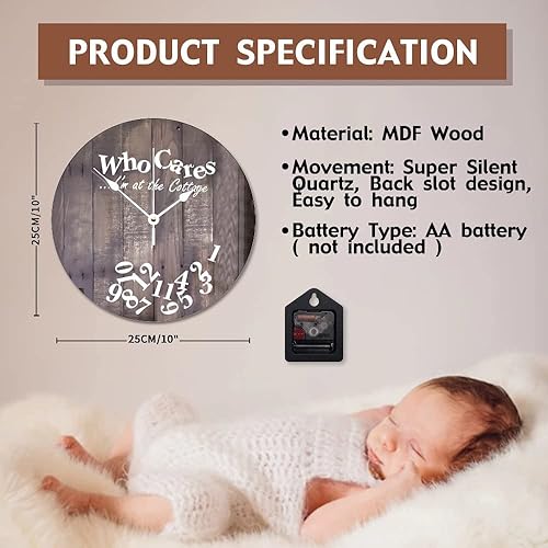 Miniatura 5 de Reloj de pared de madera rústica personalizado de 10 pulgadas, silencioso sin tictac, funciona con pilas, para sala de estar, dormitorio, cocina,