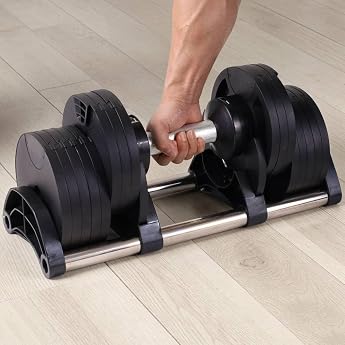 Bonarca Adjustable Dumbbell, Variable Type, 32kg, 16 Steps, Adjustable by Rotating Handle, 2kg Increments, Weight Adjustment, Scale Adjustment, 30kg, Muscle Training Equipment, Beginner, Pro
