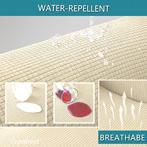 Granbest Water Repellent Futon Cover High Stretch Armless Sofa Covers Foldable Sofa Bed Covers Jacquard Futon Slipcover Waterproof Furniture Protector for Kids Pets (Futon - Image 3