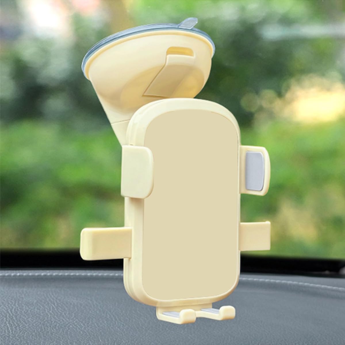 Car Phone Holder, 360° Rotation Suction Cup Windshield Dashboard Mobile Phone Stand Cradle, Hands-Free Auto Interior Dash Cellphone Mount, Universal for Most Smartphones (Yellow)